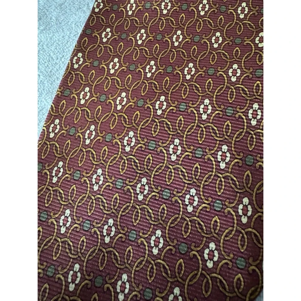 Gerardini Firenze‎ Silk Tie Red Gold Geometric Pattern Made in Italy Designer